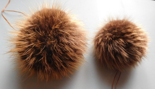 5'' and 4'' Beaver Fur Pom Pom  Parent and child matching combo pack