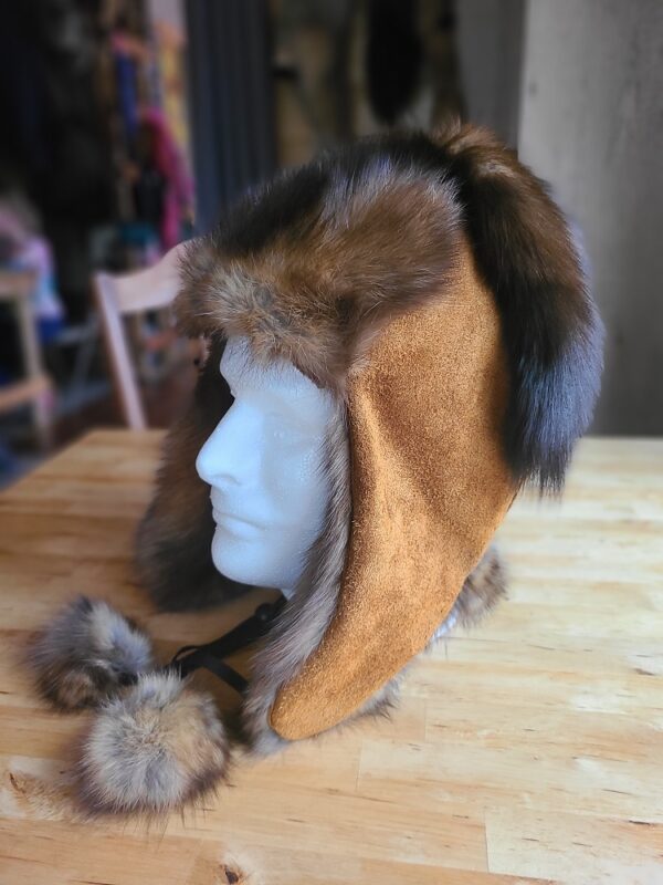 Three Tailed Marten Hat with Cedar Buffalo Leather Medium